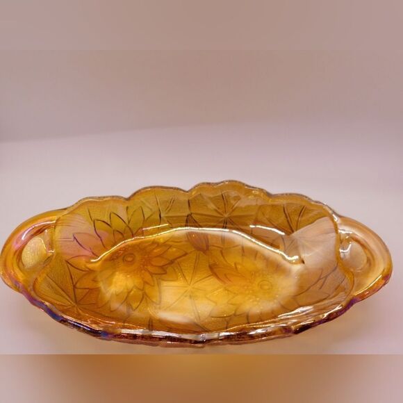Marigold carnival glass celery dish - Picture 3 of 4